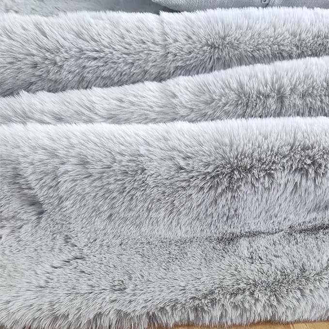 Ghouse Soft Faux Sheepskin Fur Rug Runner Rug 2x6 Grey Fluffy Bedside Plush Shag Nursery Carpet Area Rugs for Living Room Bedroom Playing Room Decor