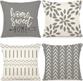YCOLL Pillow Covers 16x16 Set of 4, Modern Sofa Throw Pillow Cover, Decorative Outdoor Linen Fabric Pillow Case for Couch Bed Car，Gray