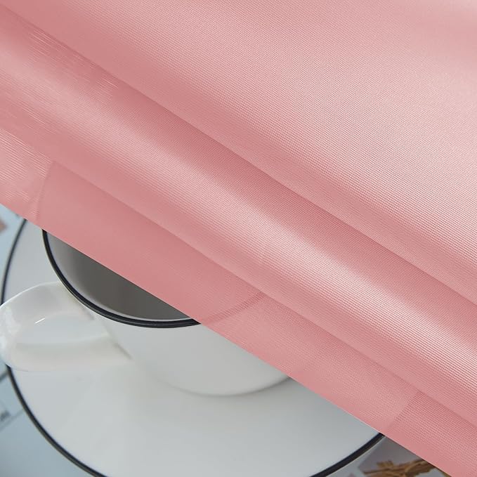 youleyar Solid Sheer Rod Pocket Curtain Voile Draperies 2 Panels White Beige Black Grey Coffee 52 Inch Width 54 Inch Long 1 Pair for Kitchen Bedroom Children Living Room Yard (Blush,52Wｘ54L)