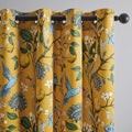 Topfinel 100 Inches Long Mustard Yellow Luxury Curtains for Living Room Bedroom, Blackout Vintage Art Deco Victorian Curtains Floral Lemon Hummingbird Printed Grommet Drape 100 Inch Length