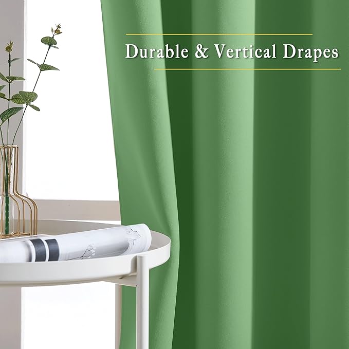 NICETOWN Forest Green Room Darkening Draperies and Curtains - Home Fashion Energy Saving Grommet Top Room Darkening Drape Panels for Bedroom (Set of 2 Panels, 52 by 72 Inch)