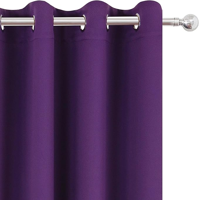 LEMOMO Blackout Curtains 66 x 95 inch/Purple Curtains Set of 2 Panels/Thermal Insulated Room Darkening Bedroom Curtains
