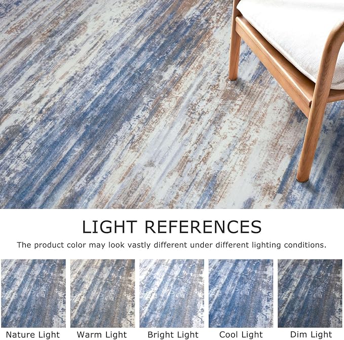 KOZYFLY Modern Abstract Washable Rug Runner 2.6x12 Hallway Rug Runner Non-Slip Soft Kitchen Runner Rugs, Blue Rust Striped Carpet for Entryway Bathroom Laundry Room Foyer