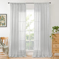 BGment Light Grey Linen Curtains for Living Room 84 Inch Length - Light Filtering Window Drapes Semi Sheer with Rod Pocket for Bedroom Dining Room Decor Lightweight, 2 Panels Set, 52 X 84 Inch