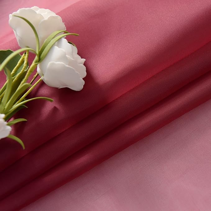 SpaceDresser Basic Rod Pocket Sheer Voile Window Curtain Panels Burgundy 1 Pair 2 Panels 52 Width 90 Inch Long for Kitchen Bedroom Children Living Room Yard(Burgundy,52 W x 90 L)