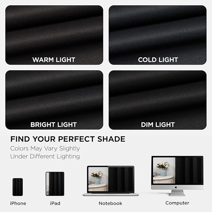 Joydeco Blackout Curtains 108 Inches Long 1 Panel, Thermal Insulated Long Curtains& Drapes 1 Piece, Room Darkening Grommet Drapes for Living Room Bedroom Window (W70 x L108 Inch, Black)