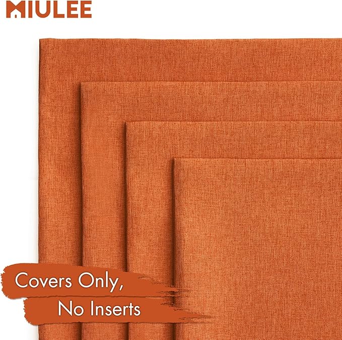 MIULEE Pack of 4 Decorative Outdoor Throw Pillow Covers Linen Waterproof Pillow Covers Farmhouse Cushion Cases for Patio Garden Tent Balcony Couch Sofa 18x18 inch Orange