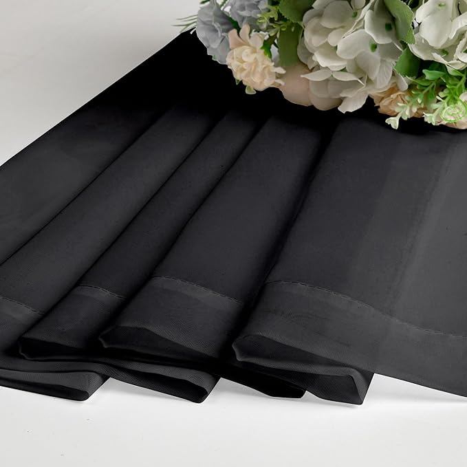 Lecloud Black Sheer Curtains 84 Inches Long 2 Panels, Solid Voile Light Filtering Airy Window Treatments for Living Room Bedroom, Lightweight Breathable Drapes with Dual Rod Pocket, 40" W x 84" L