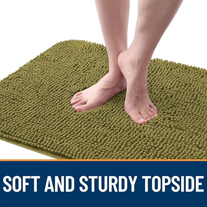 OLANLY Dog Door Mat for Muddy Paws 40x24, Absorbs Moisture and Dirt, Absorbent Non-Slip Washable Doormat, Quick Dry Chenille Mud Mat, Entry Indoor Entryway Carpet for Inside Floor, Willow Green