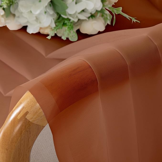 Chyhomenyc Orange Sheer Curtains 72 Inch Length 2 Panels, Light Filtering Soft Airy Rod Pocket Voile Window Curtain Drapes for French Door Bedroom Living Room, Each 42Wx72L Inches