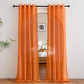NICETOWN Orange Sheer Window Curtains for Saint's Day, Grommet Voile Sheer Textured Window Treatment with Light Filtering Drapes for Kids Room, W54 x L84, 2 Panels