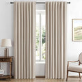 MIULEE 100% Blackout Linen Curtains for Bedroom, Taupe Solid Luxury Decor Thermal Insulation Room Darkening Drapes for Living Room Nursery Back Tab Rod Pocket 42 x 72 Inches, 2 Panels