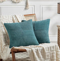 Fancy Homi 2 Packs Teal Decorative Throw Pillow Covers 22x22 Inch for Living Room Couch Bed Sofa, Rustic Farmhouse Boho Home Decor, Soft Corss Corduroy Patchwork Accent Square Cushion Case 55x55 cm