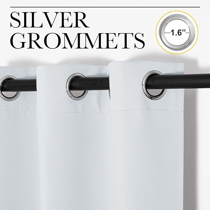 NICETOWN Blackout Curtain Panels for Bedroom, Greyish White, 2 Panels, W29 x L30-inch, Thermal Insulated Grommet Top Blackout Draperies and Drapes for Basement
