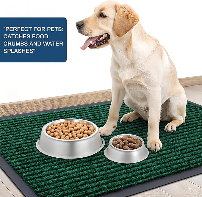 OLANLY Front Door Mat Indoor Outdoor Entrance, 2-Pack 47 x 32 Inch, Waterproof Heavy Duty Doormat, Fade Resistant, Low Profile, Easy Clean Patio Porch Welcome Floor Mats for Entry, Green