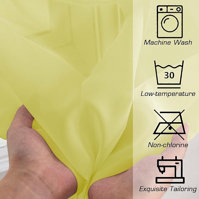 OWENIE Lemon Sheer Curtains 84 Inches Long for 2 Panels Set, Solid Light Filtering Voile Sheer Curtains for Living Room Bedroom, Modern Rod Pocket Lemon Curtain, 2 Pcs Total 84 Width 84 Long