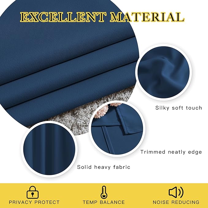 NICETOWN Room Darkening Curtains 84 inch Length 2 Panels, Thermal Insulated Grommet Blackout Curtains for Modern Casual Elegant Bedroom Kids Room Theme Decoration (Moroccan Blue, 2 Pieces, W52)