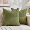 Fancy Homi 2 Packs Moss Green Samll Decorative Throw Pillow Covers 12x12 Inch with for Couch Bed Sofa, Rustic Farmhouse Boho Home Decor, Soft Corss Patchwork Corduroy Square Cushion Case 30x30 cm