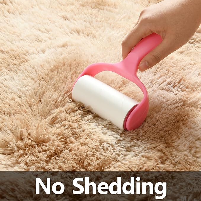 Deerhoo Shag Area Rug, 4 X 6 Tie-Dyed Plush Fuzzy Rugs for Living Room, Ultra Soft Fluffy Furry Rug for Bedroom, Indoor Carpet Nursery Rugs for Kids Room Home Decor, Beige