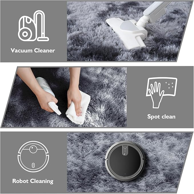 6x9 Fluffy Area Rug for Living Room,Shag Area Rugs for Bedroom,Tie-Dyed Black Soft Fuzzy Rug Non-Shedding Indoor Plush Carpet for Kids Bedroom Nursery Dorm Home Decor