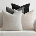 MIULEE Pack of 4 Couch Halloween Throw Pillow Covers 18x18 Inch Neutral Cream/Grey Soft Decorative Chenille Pillow Covers Farmhouse Accent Cushion Covers for Boho Home Decor Sofa Bedroom Living Room