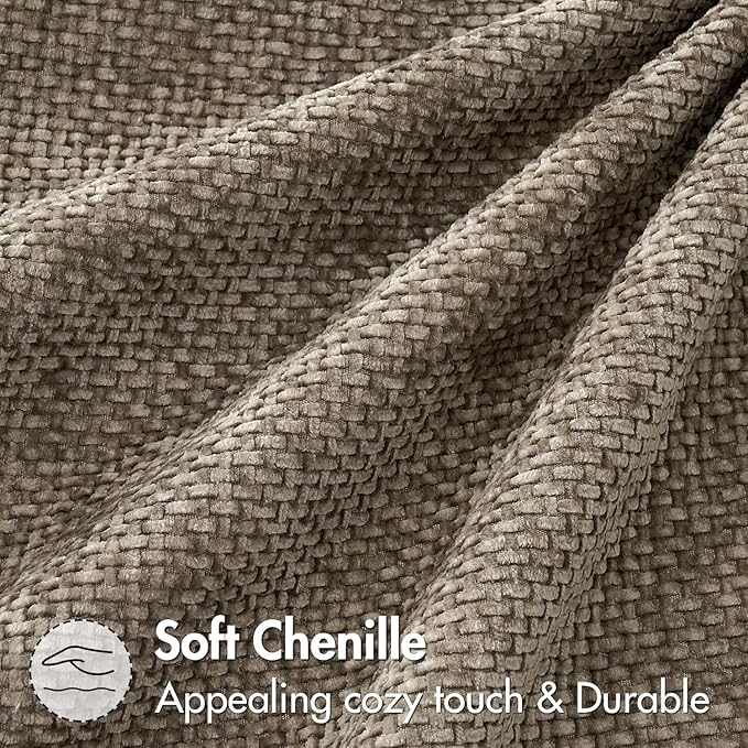 MIULEE Pack of 2 Couch Throw Pillow Covers 20x20 Inch Neutral Khaki Modern Boho Accent Decorative Pillow Covers Soft Chenille Farmhouse Cushion Covers for Home Decor Bed Sofa Living Room