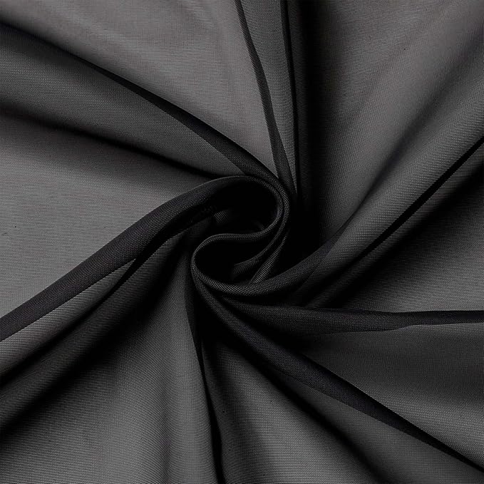 Extra Long Sheer Black Curtains for Bedroom Living Room 120 Inches Long 2 Panels Set, Solid Soft Light Filtering Rod Pocket Sheer Window Curtains, Black, Each 42" Wx120 L Inch