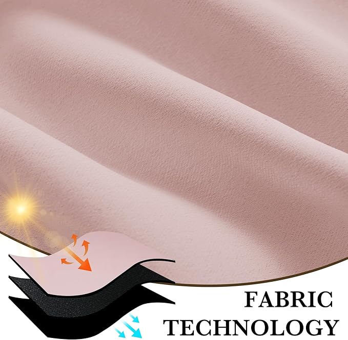 RYB HOME Bedroom Blackout Curtains 54 inches Long, 100% Blackout Thermal Insulated Noise Reducing Curtains for Living Room Nursury, 42 inches Wide by 54 inches Long, Baby Pink