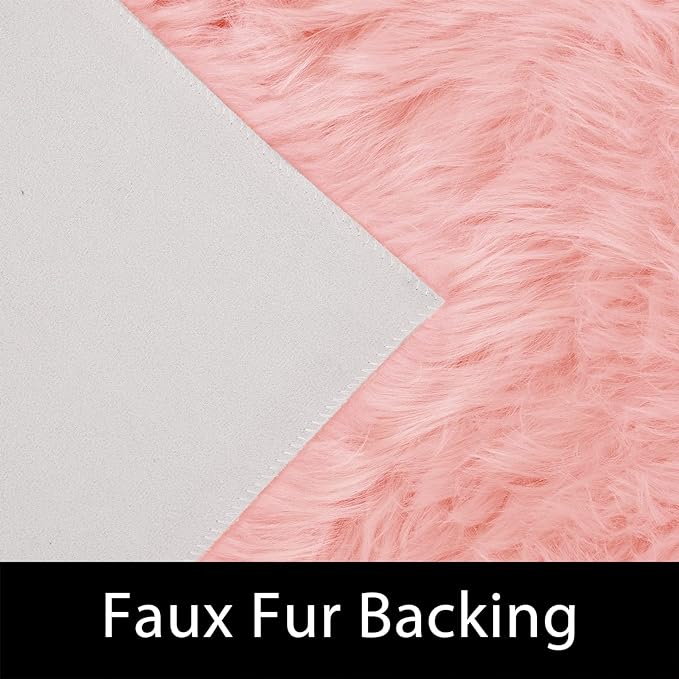 Latepis 3x4 Area Rug, Faux Fur Sheepskin Rug for Living Room, Fuzzy Rugs for Teen Girls Bedroom, Luxury Room Decor, Fluffy Pink Rug, Rectangle