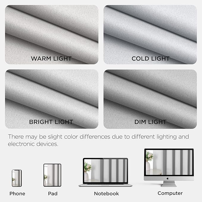 Joydeco Blackout Patio Sliding Door Curtains 96 Inches Long, Grommet Privacy Room Divider Curtains, Extra Wide Thermal Blackout Drapes for Bedroom Living Room (Greyish White, 60Wx96L, 1 Panel)