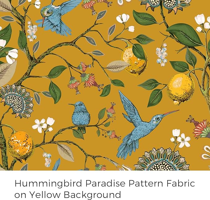 Extra Long 120 Inches Curtains for Large Window Luxury Mustard Yellow Floor To Ceiling Blackout Vintage Floral Hummingbird Fancy Grommet Drop Cloth Damask Drape for Living Room Dining 2 Pages 10 FT