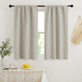RYB HOME Short Curtains for Bedroom, Room Darkening Insulated Summer Heat Light UV Blocking Energy Saving Drapes for Nursery, Width 34 by Length 48, Natural, Set of 2