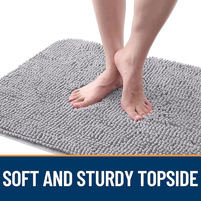 OLANLY Dog Door Mat for Muddy Paws 70x46, Absorbs Moisture and Dirt, Absorbent Non-Slip Washable Doormat, Quick Dry Chenille Mud Mat for Dogs, Entry Indoor Entryway Carpet for Inside Floor, Light Grey
