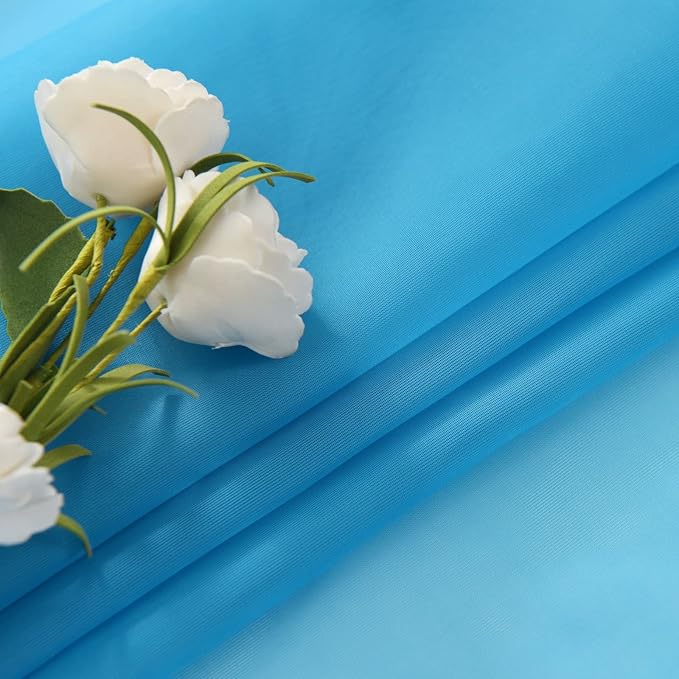 SpaceDresser Basic Rod Pocket Sheer Voile Window Curtain Panels Cyan Blue 1 Pair 2 Panels 52 Width 84 Inch Long for Kitchen Bedroom Children Living Room Yard(Cyan Blue,52 W x 84 L)