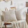 Fancy Homi 2 Packs Neutral Taupe Euro Decorative Throw Pillow Covers 28x28 Inch for Couch Bed Sofa, Rustic Farmhouse Boho Home Decor, Soft Corss Corduroy Patchwork Textured Square Cushion Case 71x71cm