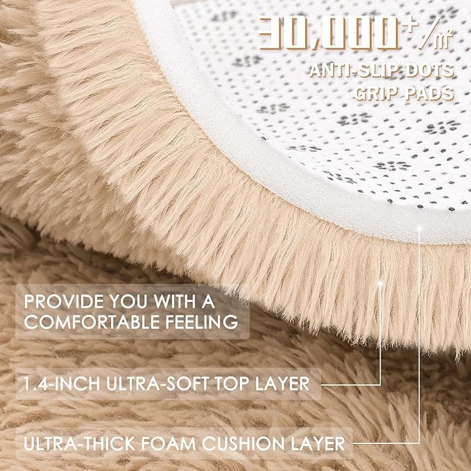 OLANLY 10x11 Machine Washable Large Area Rugs for Living Room, Bedroom, Soft Fluffy Shaggy Bedside Rug, Indoor Floor Carpet for Kids Girls and Boys, Dorms, Nursery, Home Decor Aesthetic, Beige