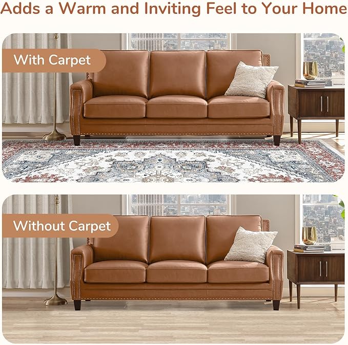 OPPODREAM Soft Entryway Rug 2x12, 2x12 Rug Runner, Washable Hallways Carpet 2 x 12 with Non Slip Backing, Low-Pile Bedside Carpet 2 x 12, Long, Faux Cashmere, Red & Grey