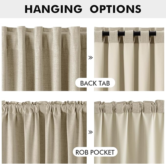 MIULEE 100% Blackout Linen Curtains for Bedroom, Cobblestone Solid Luxury Decor Thermal Insulation Room Darkening Drapes for Living Room Nursery Back Tab Rod Pocket 42 x 84 Inches, 2 Panels