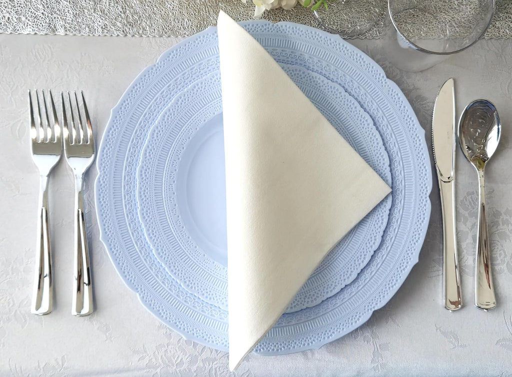 " OCCASIONS " 60 Piece Plates Pack, Extra Heavyweight Disposable Vintage Wedding Party Plastic Bowls (14 oz Soup Bowl, Chateau in Blue)