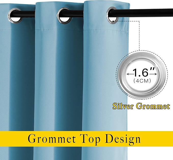 NICETOWN Room Darkening Extra Long Curtains - Home Fashion Ring Top Thermal Insulated Weighted Large Window Treatment Drapes for Nursery (W80 x L108, Teal Blue, Set of 2)
