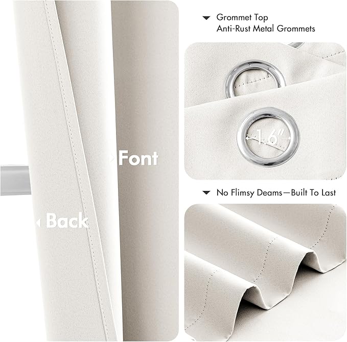MIULEE Ivory Blackout Curtains - Bedroom Window Treatment Curtains Thermal Insulated Room Darkening Drapes for Living Room Kitchen Grommet Light Blocking Drapery, 40 x 54 Inches Long, 2 Panels