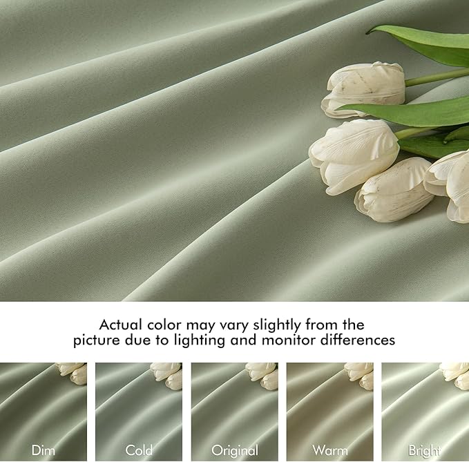 MIULEE Sage Green Back Tab Blackout Curtains 84 Inch Length 2 Panels Set for Living Room Bedroom Privacy, Rod Pocket/Pinch Pleated Thermal Insulated Room Darkening Light Blocking Drapes, W66xL84