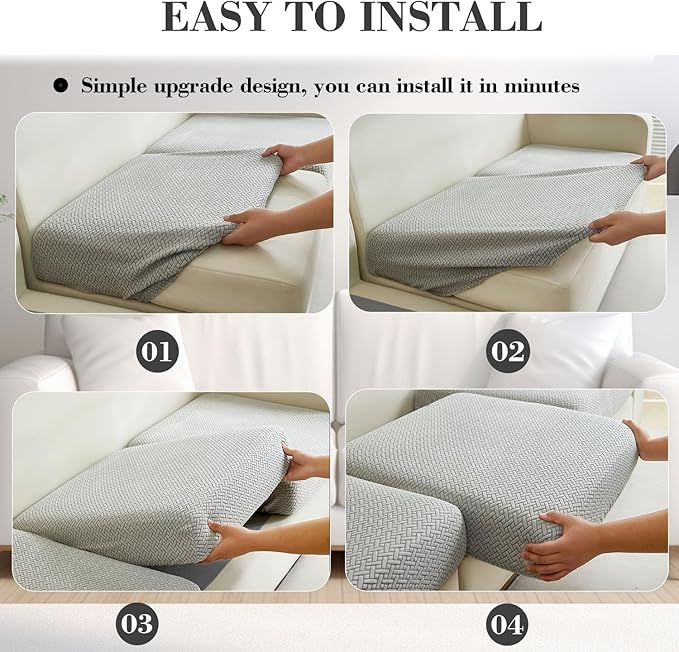 Couch Covers for 2 Cushion Sofa Pet Friendly Couch Cushion Covers Universal Sofa Covers Washable Stretch Slipcovers for Sectional Sofa (Texture Light Gray,Large Double Seat Cover)