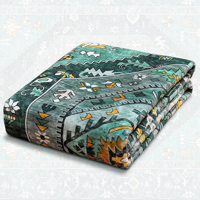 SERISSA Boho Area Rug 5x7 Teal, Washable Large Rugs for Living Room, Ultra Soft Non-Slip Bedroom Rug Print Distressed Vintage Tribal Farmhouse Carpet Rug for Dining Room Dorm Office Home Decor