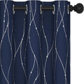 Deconovo Blackout Curtains, Thermal Insulated Noise‑Reducing Grommet Drapes, Wave Line Dot Foil Print, 38 x 54 Inch Long, 2 Panels, Machine‑Washable Window Curtains for Bedroom Living Room Kitchen