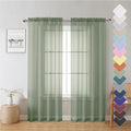 Lecloud Sage Green Sheer Curtains 72 Inches Long 2 Panels Set, Rustic Voile Window Treatments for Bedroom Living Room, Dual Rod Pocket Window Curtain Drapes for Yard/Patio/Villa/Parlor, 40" W x 72" L