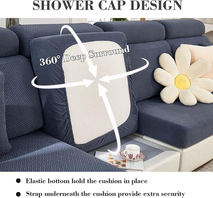 Sofa Covers Couch Covers for Sofa Pet Friendly Couch Cushion Covers Universal Sofa Covers Washable Stretch Slipcovers for Sectional Sofa (Texture Metal Gray,Chaise Cover)