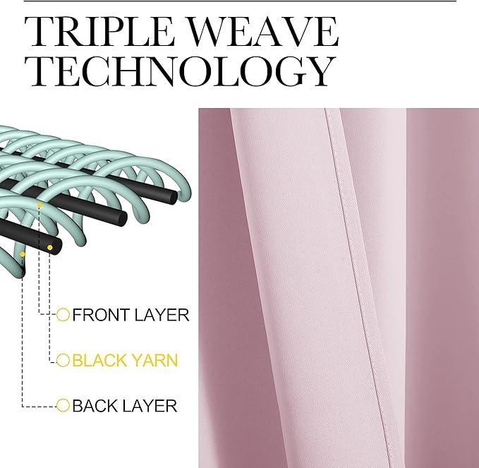 NICETOWN RV Blackout Curtains for Camper Windows, Baby Pink, 29" Wide by 40" Long, 2 PCs, Short Blackout Curtains & Drapes, Thermal Insulated Blackout Curtain Panels for Kids Room, Play Room