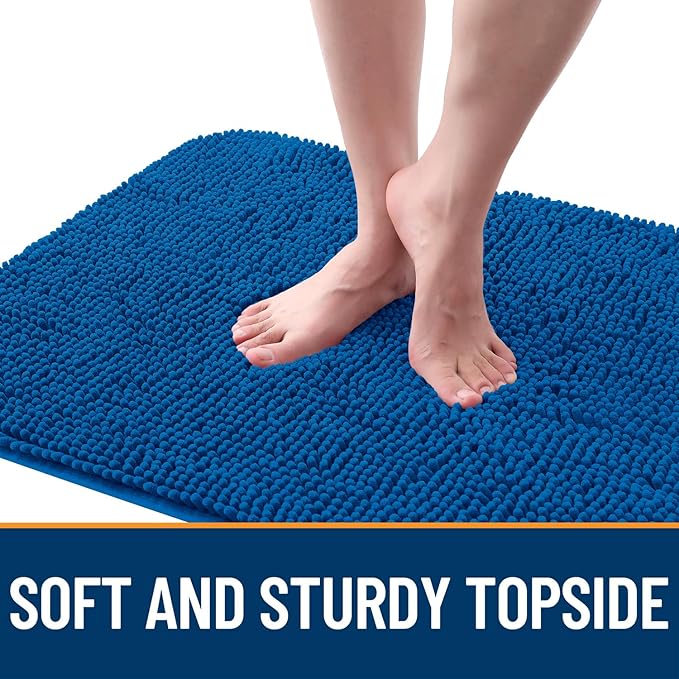 OLANLY Dog Door Mat for Muddy Paws 59x32, Absorbs Moisture and Dirt, Absorbent Non-Slip Washable Doormat, Quick Dry Chenille Mud Mat, Entry Indoor Entryway Carpet for Inside Floor, Deep Navy Blue