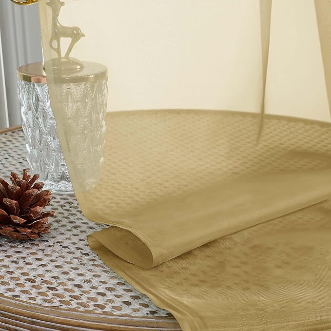 Gold Sheer Curtains for Bedroom Living Room 96 Inches Long 2 Panels, Modern Airy Soft Lightweight Rod Pocket Light Filtering Sheer Curtains Drapes, Gold, Each 59" Wx96 L Inch